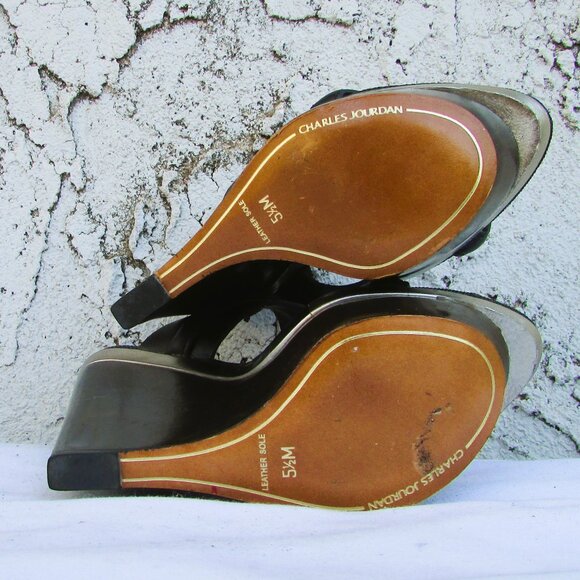 Charles Jordan black leather platform sandals 5.5 - Picture 7 of 7